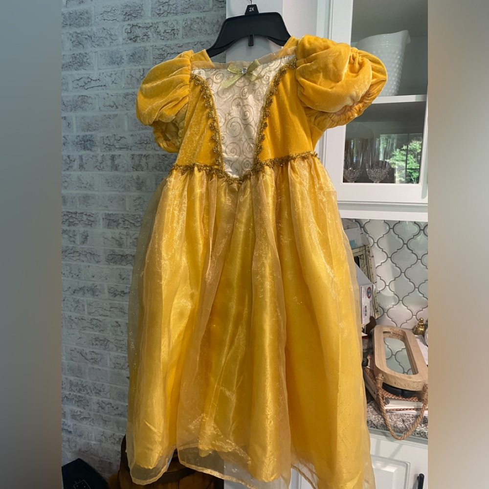 Belle Halloween costume only worn once.  Very nice. Comes with a cape